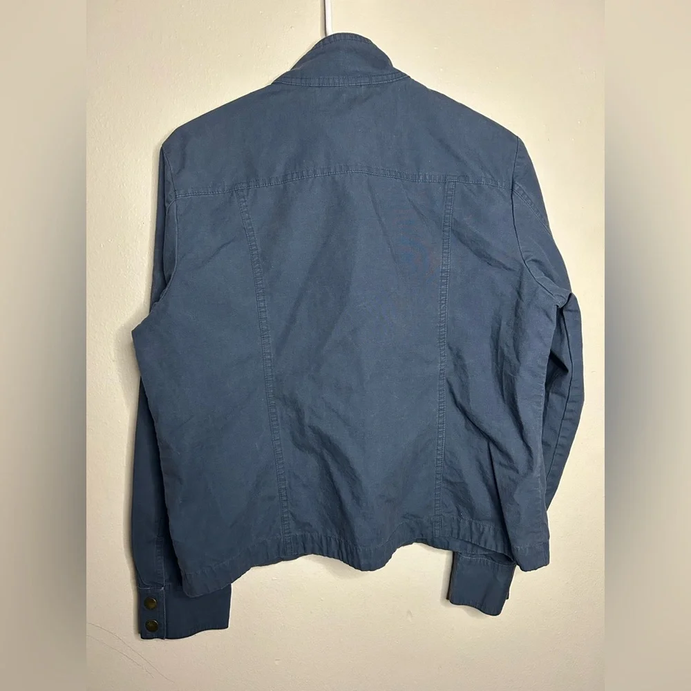 Orvis Navy Cotton Jacket with Map Print Lining Full zip Size:M Women - Picture 3 of 7